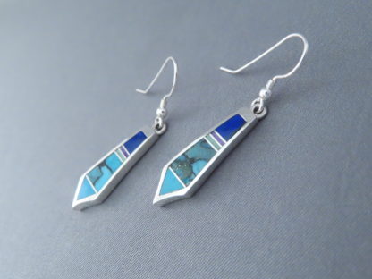 Long Dangling Inlaid Multi-Stone Earrings