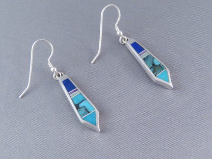 Long Dangling Inlaid Multi-Stone Earrings