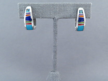 Multi-Color Inlay ‘Huggies’ Earrings