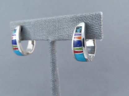 Multi-Color Inlay ‘Huggies’ Earrings