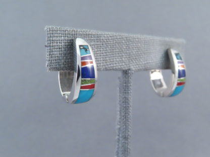 Multi-Color Inlay ‘Huggies’ Earrings