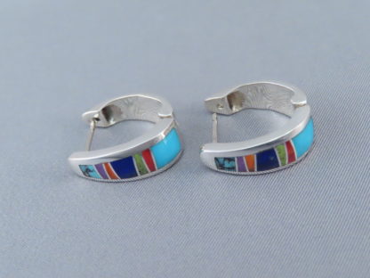 Multi-Color Inlay ‘Huggies’ Earrings