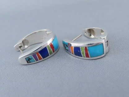 Multi-Color Inlay ‘Huggies’ Earrings