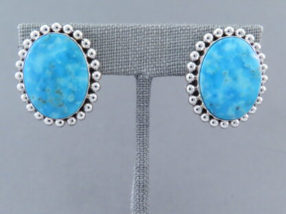 Kingman Turquoise & Sterling Silver Earrings by Artie Yellowhorse