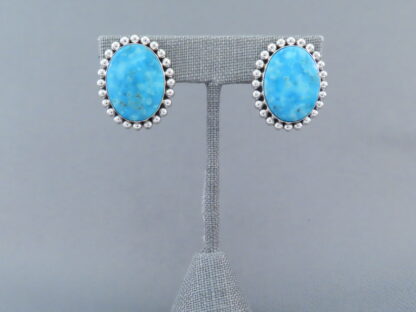 Kingman Turquoise & Sterling Silver Earrings by Artie Yellowhorse