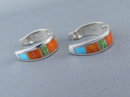 Colorful Multi-Stone Inlay Earrings (Huggies)