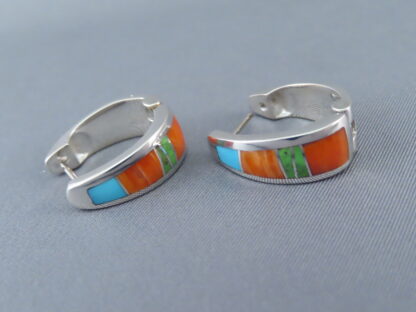 Colorful Multi-Stone Inlay Earrings (Huggies)