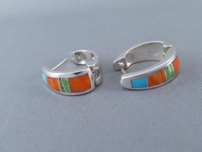 Colorful Multi-Stone Inlay Earrings (Huggies)