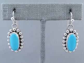 Shop Turquoise Jewelry - Sleeping Beauty Turquoise Earrings (hooks) with Sterling Silver by Artie Yellowhorse FOR SALE $235-