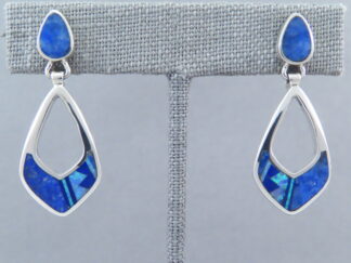 Native American Jewelry - Lapis & Opal Inlay Earrings (open drops) by Navajo jeweler, Peterson Chee $290- FOR SALE