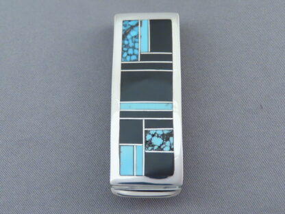 Black Jade & Turquoise Inlay Money Clip