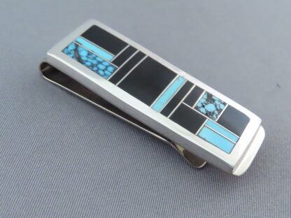 Black Jade & Turquoise Inlay Money Clip