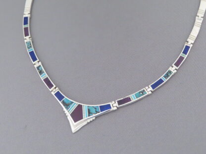 Sterling Silver Multi-Stone Inlay Necklace