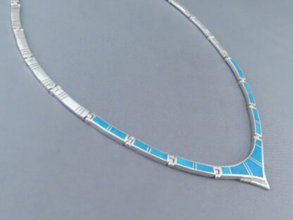 Sterling Silver & Turquoise Inlay Necklace