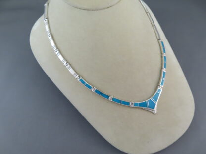 Sterling Silver & Turquoise Inlay Necklace