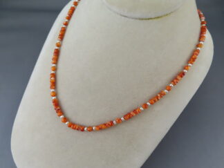 Native American Jewelry - Smaller Single-Strand Orange Spiny Oyster Shell Necklace by Navajo jeweler, Desiree Yellowhorse $225- FOR SALE