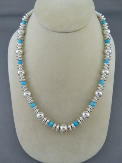 Artie Yellowhorse Sterling Silver Necklace with Sleeping Beauty Turquoise