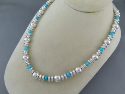 Artie Yellowhorse Sterling Silver Necklace with Sleeping Beauty Turquoise