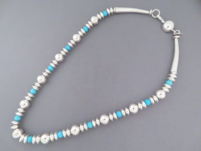 Artie Yellowhorse Sterling Silver Necklace with Sleeping Beauty Turquoise