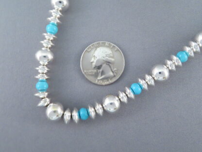 Artie Yellowhorse Sterling Silver Necklace with Sleeping Beauty Turquoise