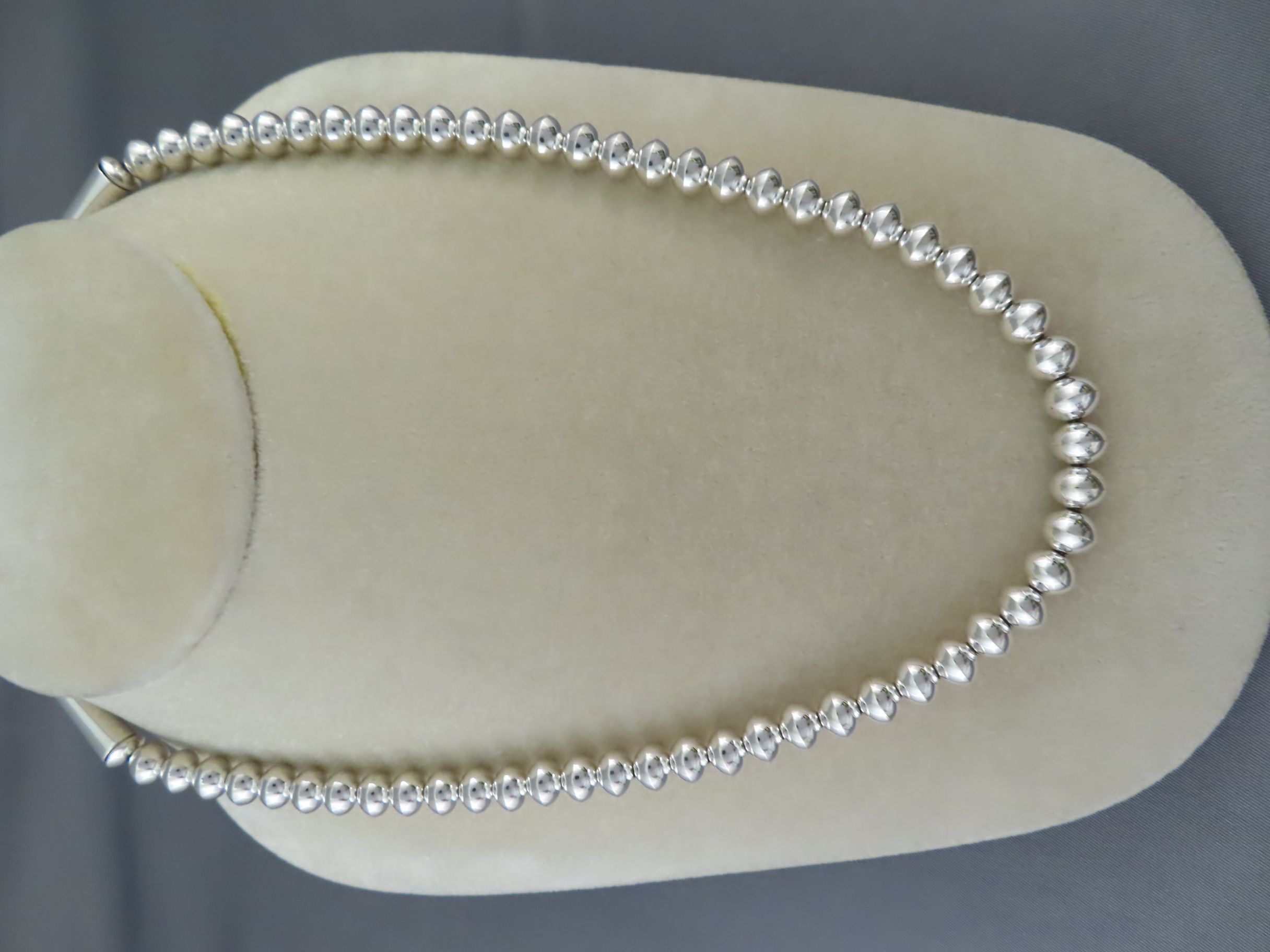 Navajo Pearls - Sterling Silver Navajo Pearls Bead Necklace by Native American (Navajo) jewelry artist, Artie Yellowhorse $855- FOR SALE