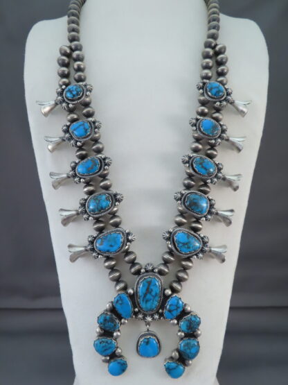 Egyptian Turquoise Squash Blossom Necklace