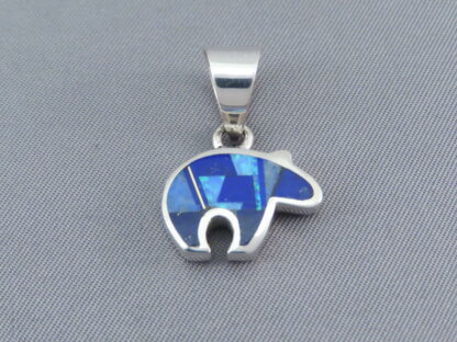 Lapis & Opal Inlay Bear Pendant – Small