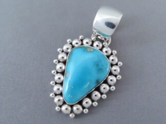 Native American Jewelry - Candelaria Turquoise Pendant by Navajo jeweler, Artie Yellowhorse $525- FOR SALE
