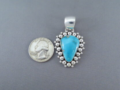 Candelaria Turquoise & Sterling Silver Pendant by Artie Yellowhorse