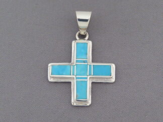 Cross Pendant with Turquoise Inlay