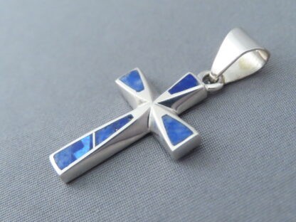 Cross Pendant with Lapis & Opal Inlay