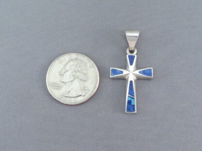 Cross Pendant with Lapis & Opal Inlay