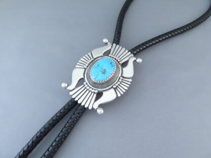 Blue Gem Turquoise Bolo Tie by Leonard Gene