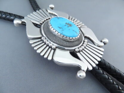 Blue Gem Turquoise Bolo Tie by Leonard Gene