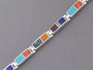 Inlaid Multi-Color Link Bracelet (more dainty)