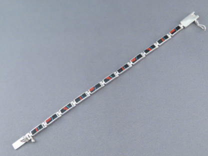 Multi-Stone Inlay Link Bracelet with Opal & Turquoise (Finer Detail)