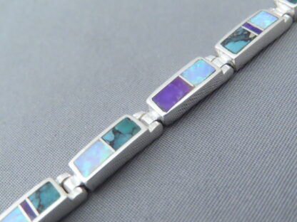 Turquoise & Opal & Sugilite Inlay Link Bracelet (Dainty)