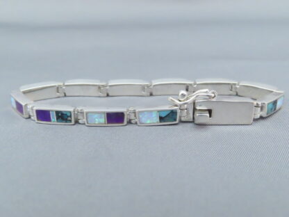 Turquoise & Opal & Sugilite Inlay Link Bracelet (Dainty)