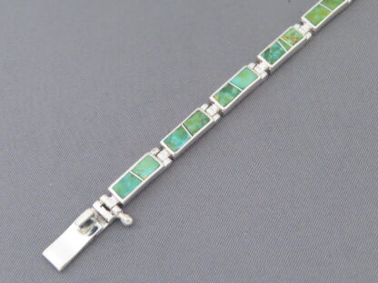Green Turquoise Inlay Link Bracelet (smaller)