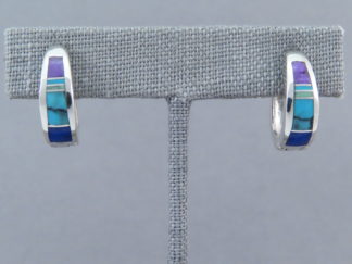 Inlaid Multi-Stone Earrings (Smaller ‘Huggies’)