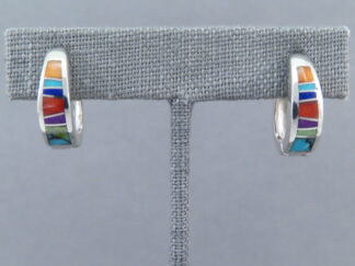 Inlaid Multi-Color Earrings (Smaller Huggies)