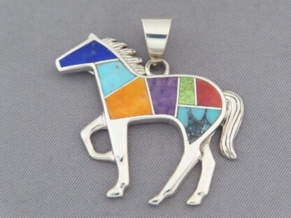 Inlaid Multi-Color Horse Pendant