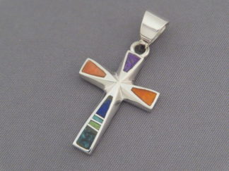 Inlaid Multi-Color Cross Pendant