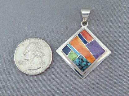 Inlaid Multi-Color Pendant (Diamond-Shaped)