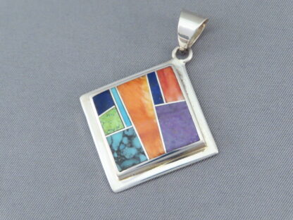 Inlaid Multi-Color Pendant (Diamond-Shaped)