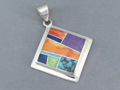 Inlaid Multi-Color Pendant (Diamond-Shaped)