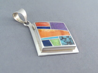 Inlaid Multi-Color Pendant (Diamond-Shaped)