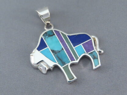 Inlaid Multi-Stone Bison Pendant – Inlay Buffalo