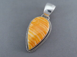 Navajo jewelry - Orange Spiny Oyster Shell Slider Pendant by Native American jeweler, Artie Yellowhorse FOR SALE $285-