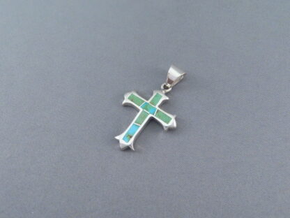 Turquoise Inlay Cross Pendant (Sonoran Gold Turqouise)